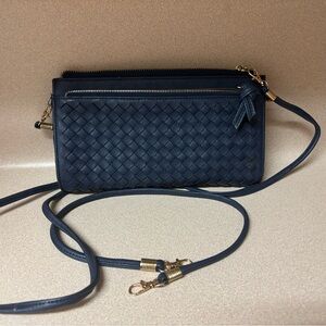 Navy Woven Crossbody Bag